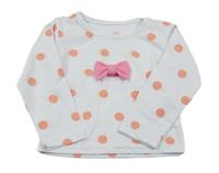 Biele tričko s bodkami a mašlou
