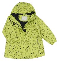 Limetková nepromokavá jarní bunda s mráčky a kapucí X-mail