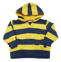 Tmavomodro-žlutá pruhovaná mikina s kapucí Bluezoo