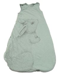 Světlezelený bavlněný zateplený spací pytel se zajíčkem 