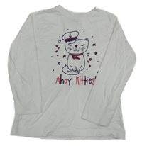 Bílé triko s kočičkou Nautica 