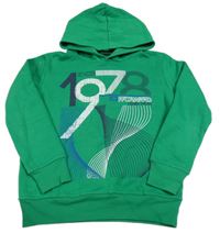 Zelená mikina s potlačou a kapucí X-mail