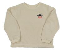 Smotanová huňatá mikina s jahůdkami H&M