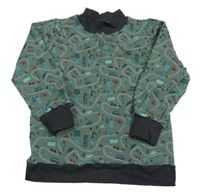 Zelenošedá mikina s autami