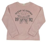 Svetloružová plyšová mikina s motýlkom C&A