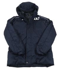 Tmavomodrá šusťáková zimní bunda s kapucí Jako