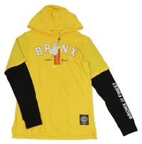 Nové - Žluto-černé triko s nápisem a kapucí Coolcat