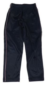 Tmavomodré sportovní kalhoty s růžovými proužky