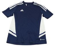 Tmavomodro-bílé sportovní funkční tričko s logem Adidas