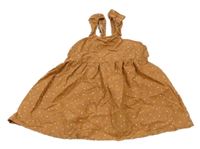 Béžové plátenné šaty s bodkami