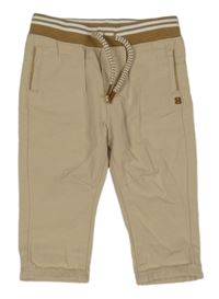 Béžové plátenné nohavice s úpletovým pasom Obaibi