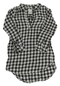 Čierno-biele kockované košeľové šaty H&M