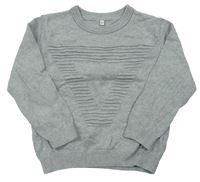 Sivý melírovaný sveter so rebrovaným znakom M&S