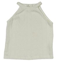 Biely vzorovaný úpletový crop top SHEIN