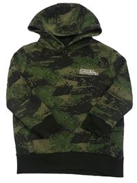 Army-černá mikina s nápisy a kapsou a kapucí F&F