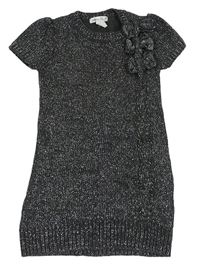 Tmavošedo-strieborné melírované svetrové šaty s mašľami Jillian's Closet