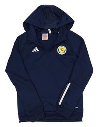 Tmavomodrá funkční fotbalový mikina Scotland a kapucí Adidas