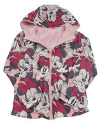 Světlerůžová šusťáková jarní parka s Minnie a kapucí Disney