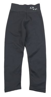 Tmavošedé thermo legíny s nápisem 