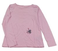 Světlerůžové triko s kytičkou H&M