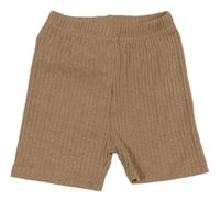 Hnedé rebrované pletené kraťasy