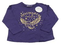 Nové - tmavofialové oversize tričko s Hedwigou - Harry Potter PEPCO