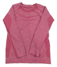 Ružovo-malinové melírované thermo tričko s pruhmi a vzorom crivit