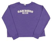 Tmavofialová oversize crop mikina s nápisom a číslom Y.F.K.