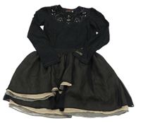 Černo-béžové šaty se vzorem