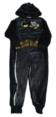 Nové - tmavošedo-černá plyšová kombinéza s Batmanem a kapucí Matalan