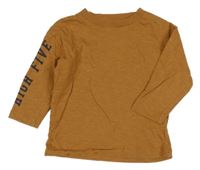 Hnědé melírované triko s nápisem Next