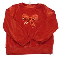 Červená plyšová mikina s mašlou s flitrami little kids