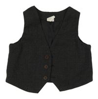 Tmavošedo-čierna kockovaná vzorovaná slávnostná vesta H&M