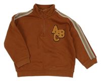 Hnedá oversize mikina s písmenky a pruhmi Tu