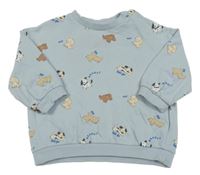 Svetlomodrá oversize mikina s pejsky H&M