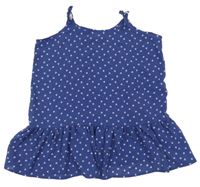 Tmavomodrá šifonová letní halenková tunika se srdíčky Y.F.K.