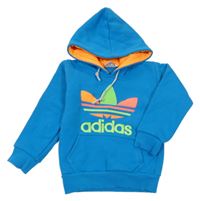 Modrá teplá mikina s kapsou a kapucí Adidas
