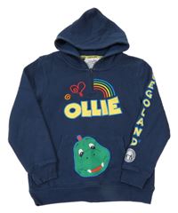 Tmavomodrá mikina s Ollie a kapsou a kapucí