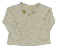 Béžové trblietavé tričko s retiazkou s hviezdičkami Zara