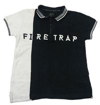 Čierno-biele polo tričko s logom Firetrap