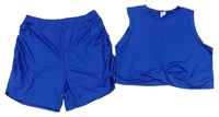 2set - Safírový crop top + kraťasy Shein