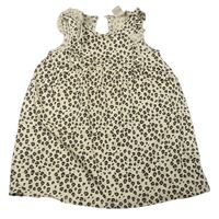 Béžové bavlnené šaty s leopardím vzorom a volánikmi H&M
