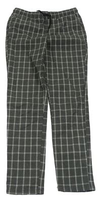 Tmavošedo-biele kockované slim nohavice Denim Co.