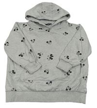 Světlešedá melírovaná oversize mikina s Mickeym a kapucí Disney