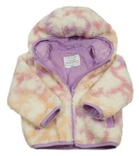 Smotanová vzorovaná huňatá podšitá bunda s kapucňou Primark