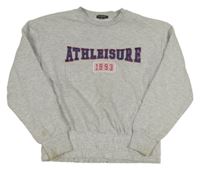 Sivá melírovaná mikina s nápisom a číslom Primark