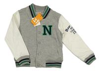 Nové - Šedo-bílá baseballová mikina s písmenem Frendz