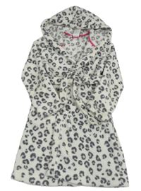 Biely vzorovaný chlpatý župan s kapucňou H&M