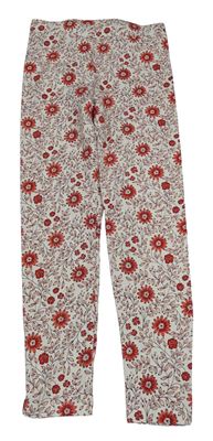 Bílé květované legíny s listy Sergent Major