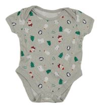 Šedé melírované body se Santy a zvířaty George